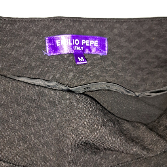 Emilio Pepe Black Geometric  Ankle-Length Women's Pants Size Medium - Picture 4 of 5